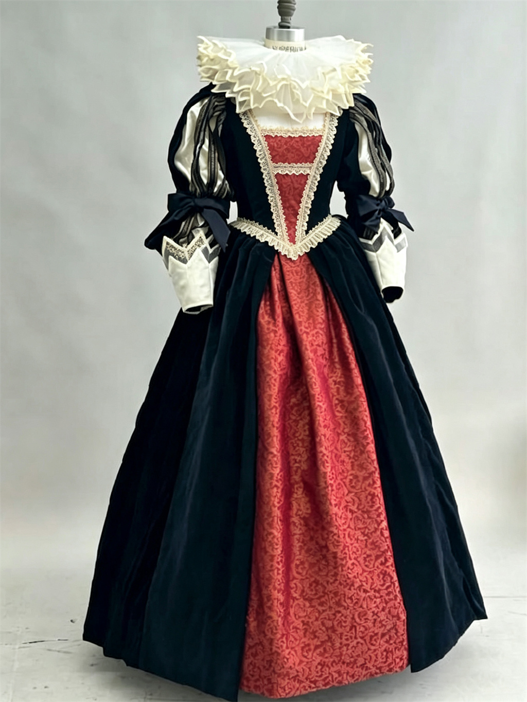Medieval Renaissance Dress Women - Elizabethan Renaissance Tudor Costume Gown Black