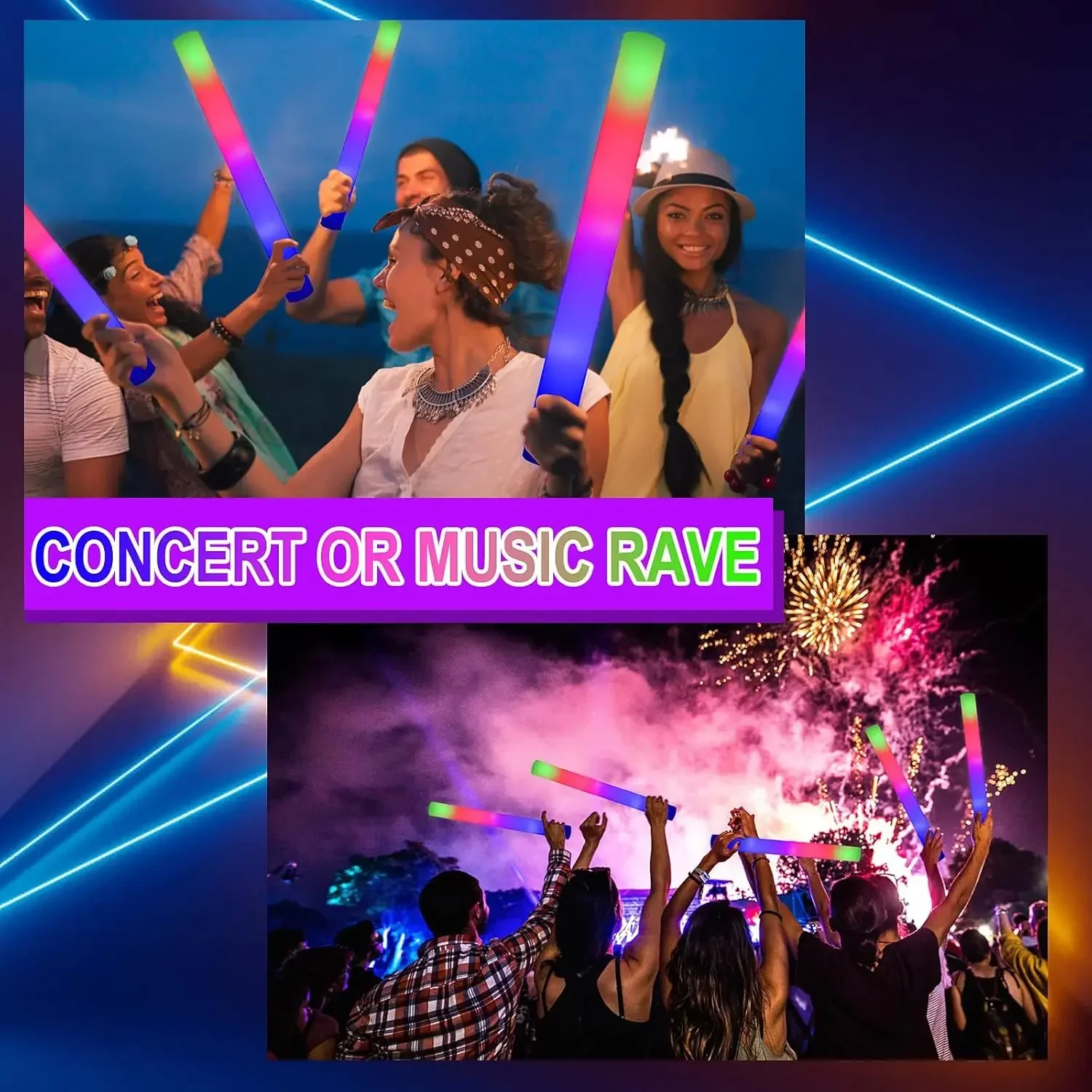 1Z-50PCS Led Foam Glow Sticks  - Flashing Led Foam Sticks Party ulasan dan harga