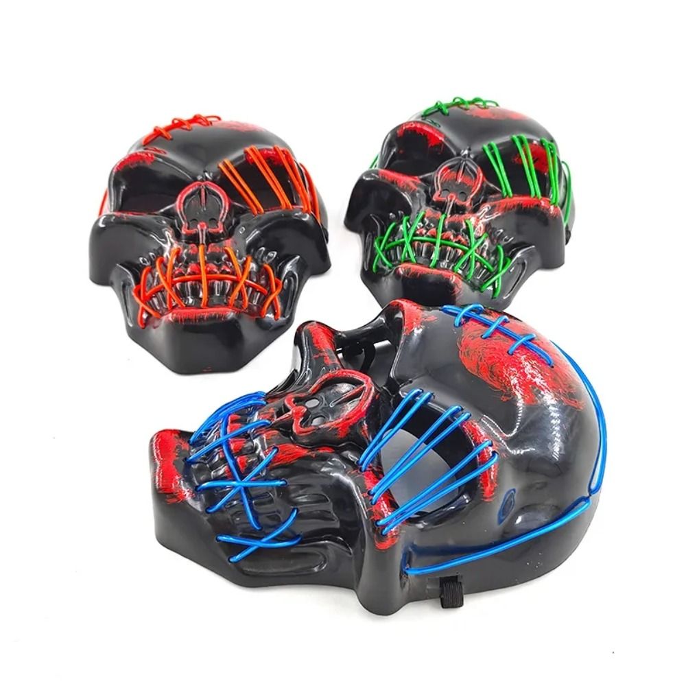 Gothic Halloween Skull Glowing - Led Purge Mask Halloween ulasan dan harga