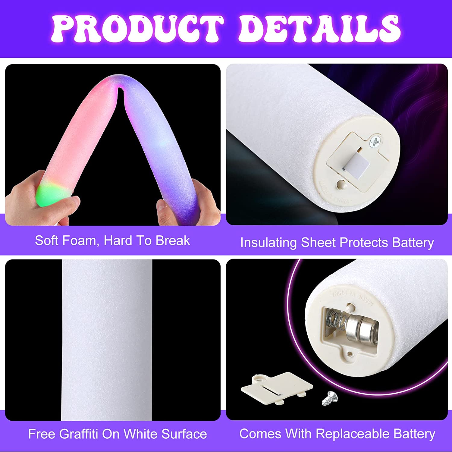 30/60pcs LED Glow Foam Stick F - Flashing Led Foam Sticks Party ulasan dan harga
