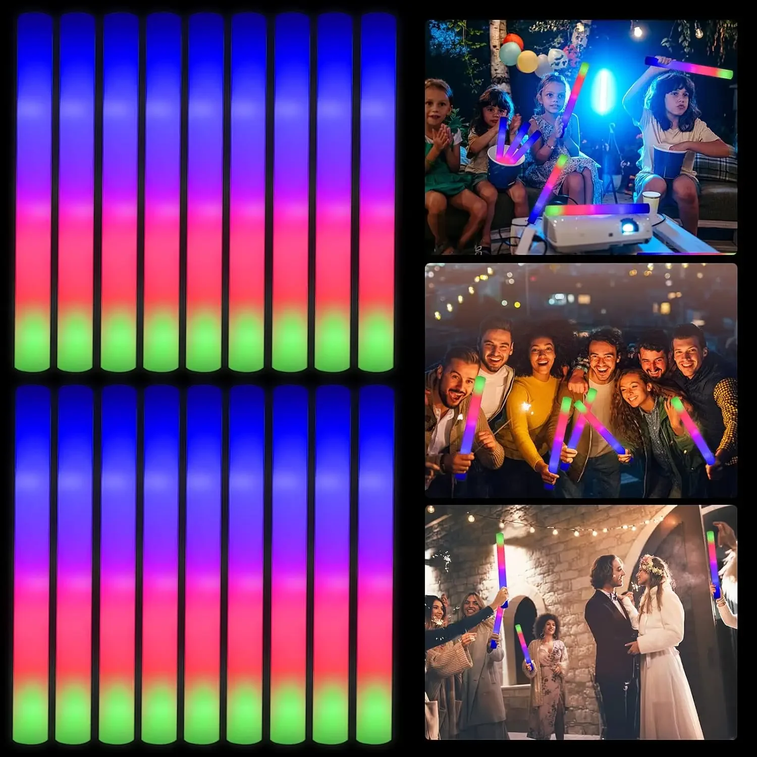 3Z-50PCS Led Foam Glow Sticks  - Flashing Led Foam Sticks Party ulasan dan harga