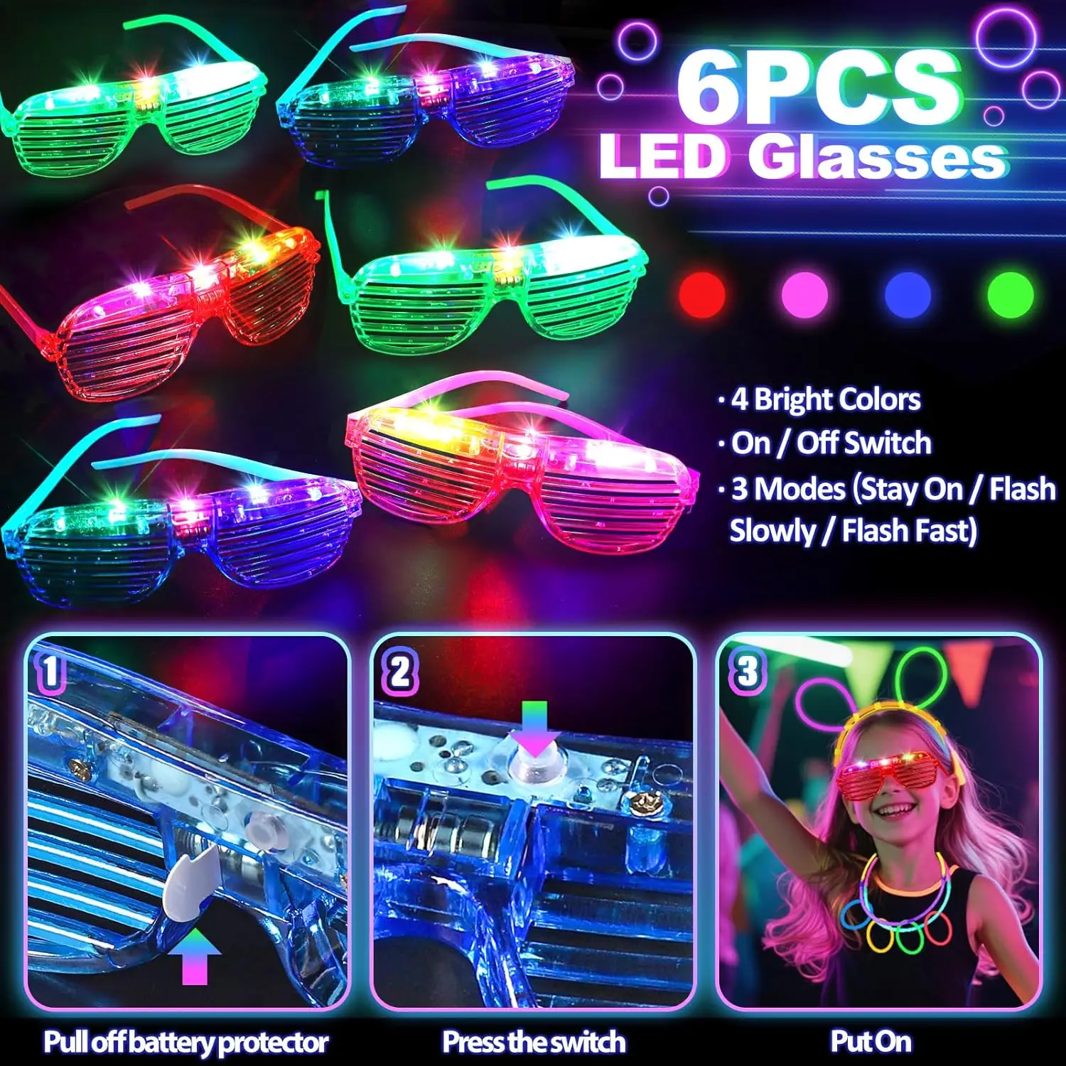 128PCS Light Up Glasses LED Ha - Glow In The Dark Party Glasses ulasan dan harga