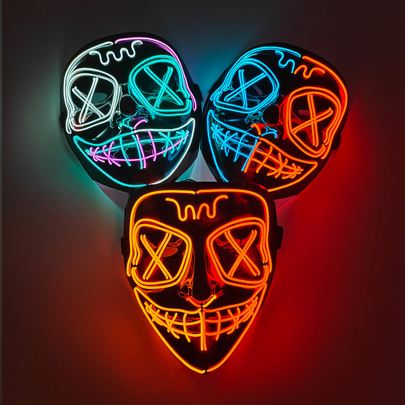 Wireless LED Glowing Mask EL N - Led Purge Mask Halloween ulasan dan harga