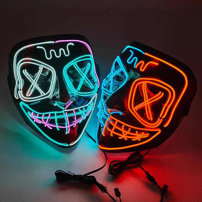 Wireless LED Glowing Mask EL N - Led Purge Mask Halloween ulasan dan harga
