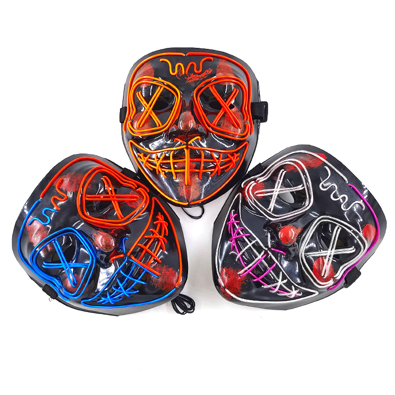 Wireless LED Glowing Mask EL N - Led Purge Mask Halloween ulasan dan harga