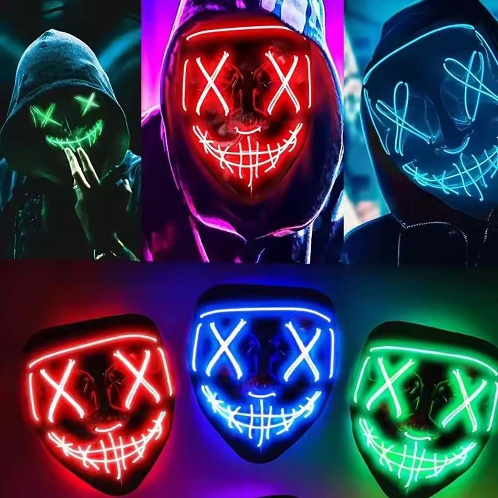 Wireless Neon LED Purge Mask G - Led Purge Mask Halloween ulasan dan harga