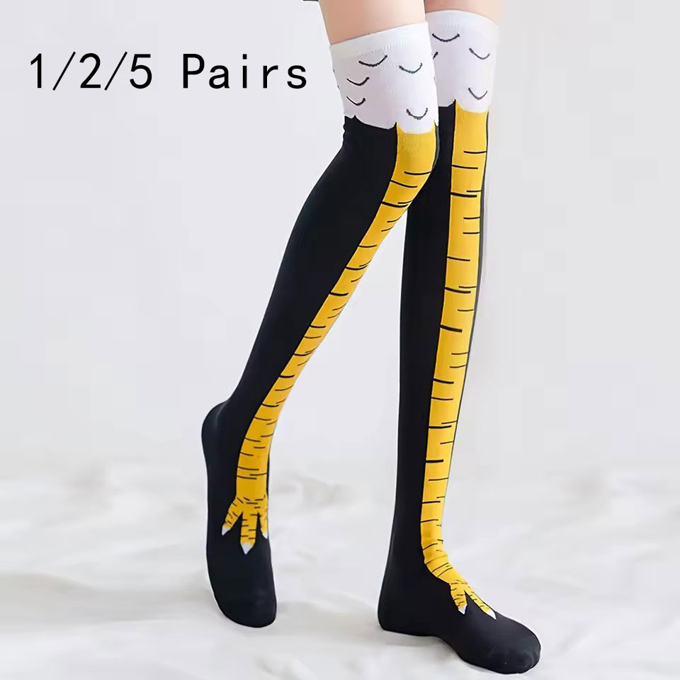 1/2/5/10 Pairs Women Knee High - Funny Chicken Leg Socks ulasan dan harga