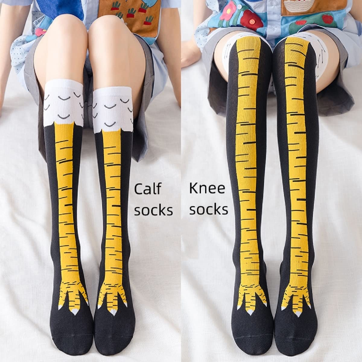1/2 Pairs Women Knee High Sock - Funny Chicken Leg Socks ulasan dan harga