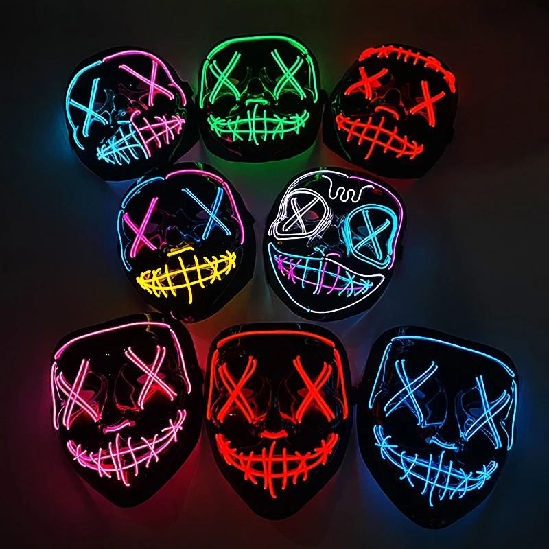 Wireless Neon LED Purge Mask M - Led Purge Mask Halloween ulasan dan harga