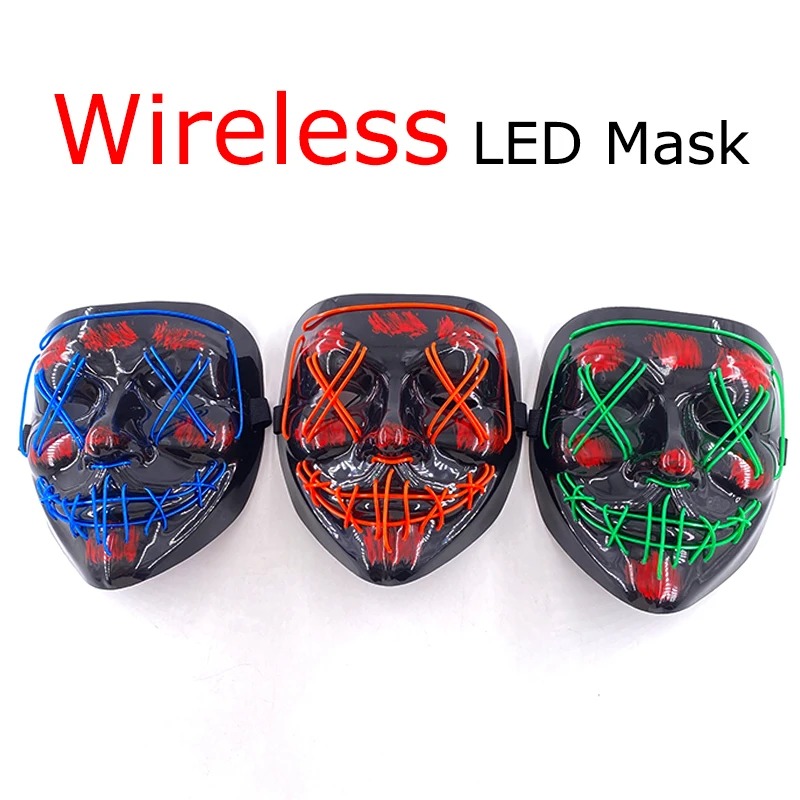 Wireless Neon LED Purge Mask M - Led Purge Mask Halloween ulasan dan harga