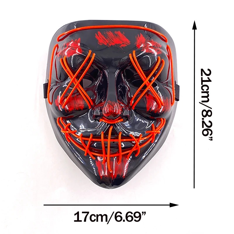 Wireless Neon LED Purge Mask M - Led Purge Mask Halloween ulasan dan harga