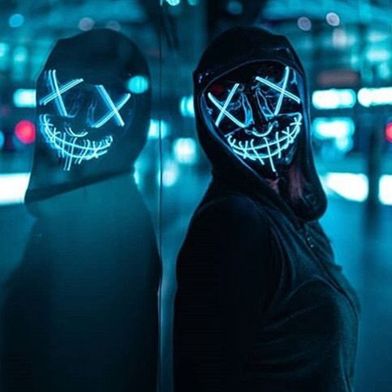 1P Scary Halloween Colplay Lig - Led Purge Mask Halloween ulasan dan harga